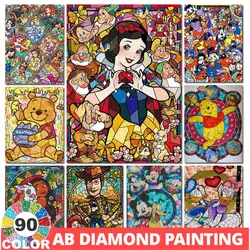 AB Velvet Disney 90 Colors Diamond Painting Cross Stitch Pattern 5D Cartoon White Snow Princess Donald Duck Winnie Home Decor