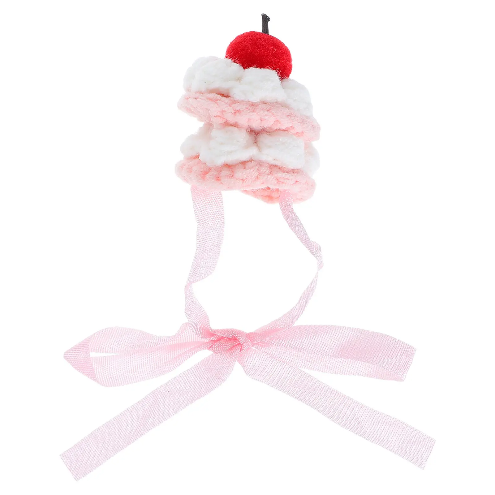 Mini Chapéu de Tricô Artesanal para Bonecas de 10-17cm - Design Delicado de Crochê em Formato de Bolo - Acessório Festivo para Temas de Festa