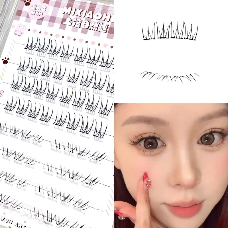 Mixiaohe Sheer Mixed Wispy Upper Lash Tray Invisible Clear Band Natural Lashes for Beginners