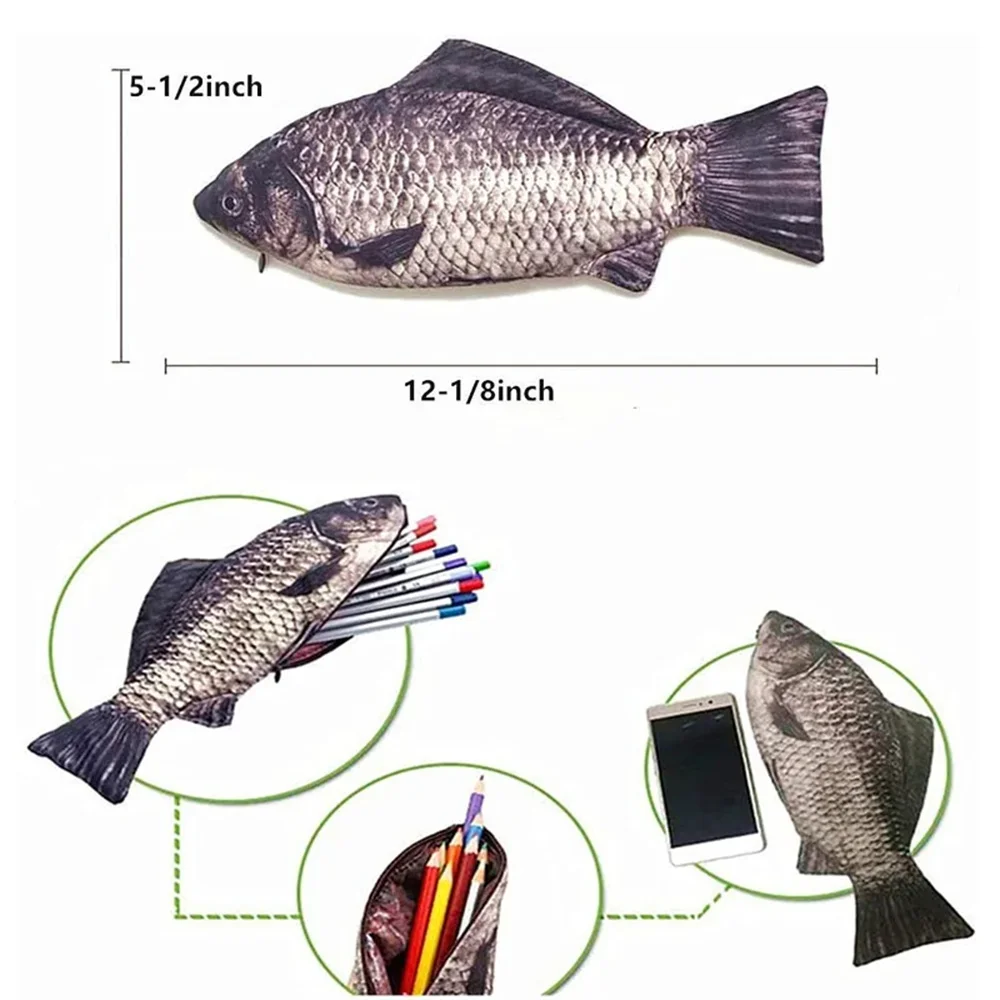 Estojo de Lápis em Forma de Peixe – Bolsa de Armazenamento Fofa para Escritório e Escola, Bolsa Multifuncional para Canetas, Marcadores e Maquiagem, Presente Engraçado para Crianças
