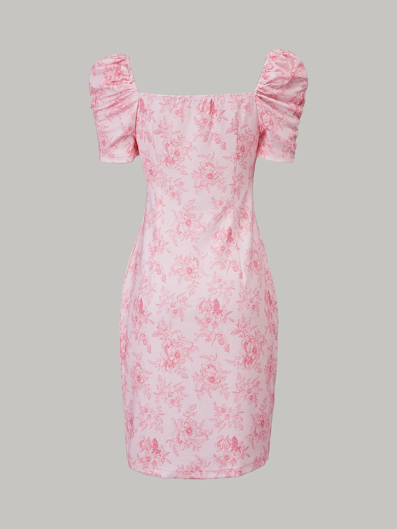 Elegantes Damenkleid mit Blumenmuster und Puffärmeln, modisches langes Kleid, Freizeitkleid, Urlaubskleid, Sommerkleid, Dropshipping – Detail 2