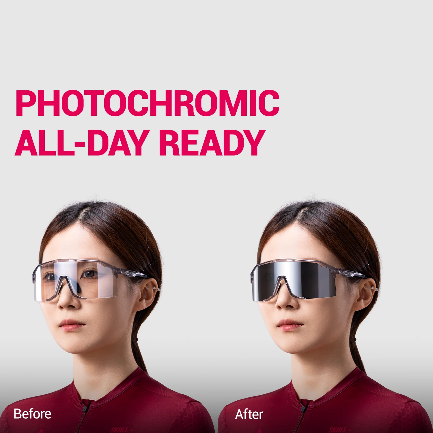 Kapvoe Photochromic Cycling Sunglasses UV400 MTB Road Bike Sports Glasses Men Women Outdoor Riding Windproof Protection Glasses