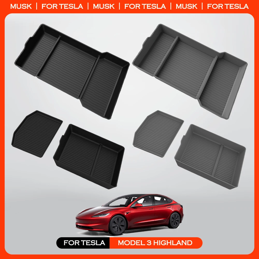 

For Tesla Model 3 Highland 2024 Center Console Eyeglasses Storage Case Armrest Storage Box Silicone Anti-slip Mat Accessories