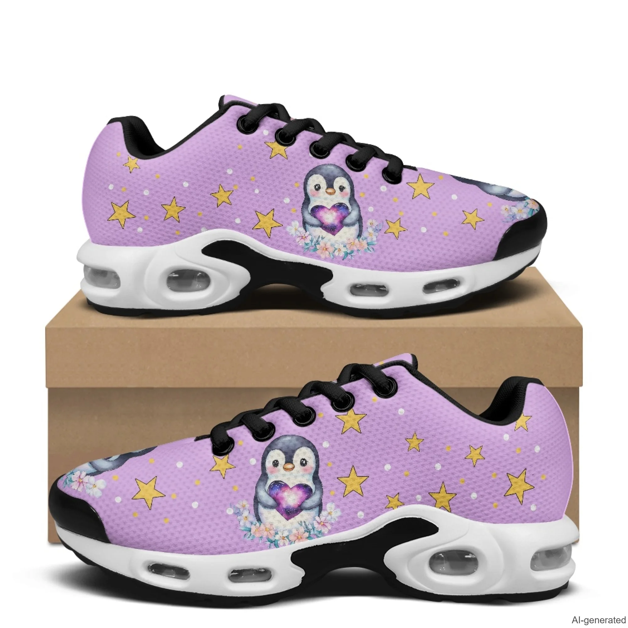 XIXIRIMIDO Air Shoes Cute Penguins Men's Running Shoes Breathable Mesh Fashion Sneaker for Women Lightweight Work Shoes 36-48
