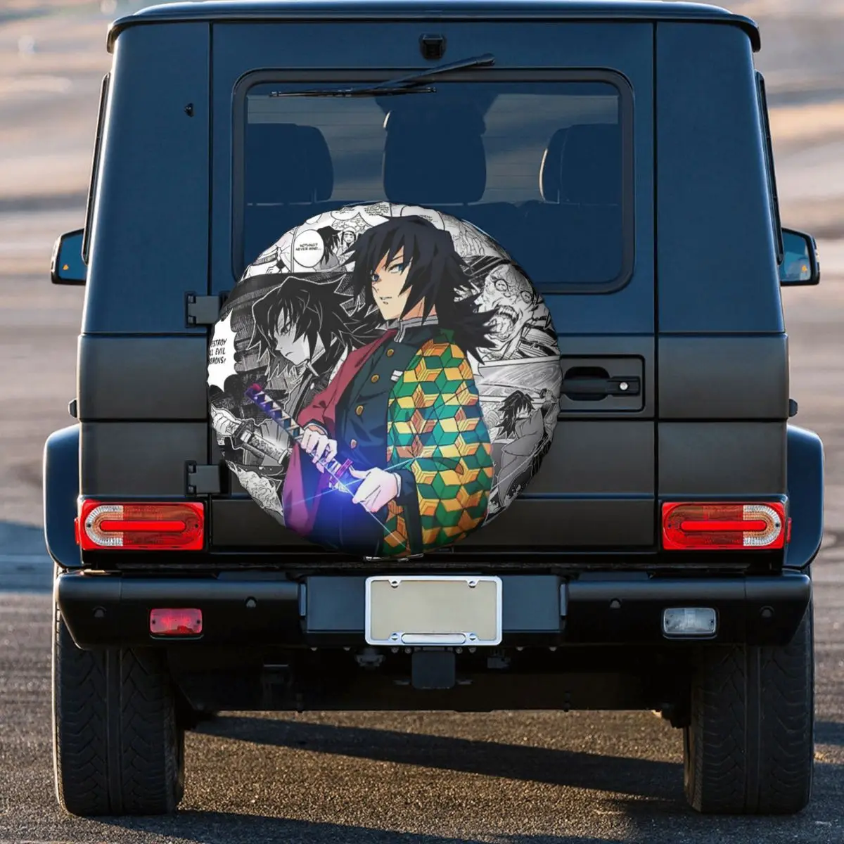 مخصص أنيمي شيطان القاتل كامادو تانجيرو غطاء الإطارات الاحتياطية لسيارة السيارة 4x4 عجلة حامي يغطي 14 "15" 16 "17" بوصة