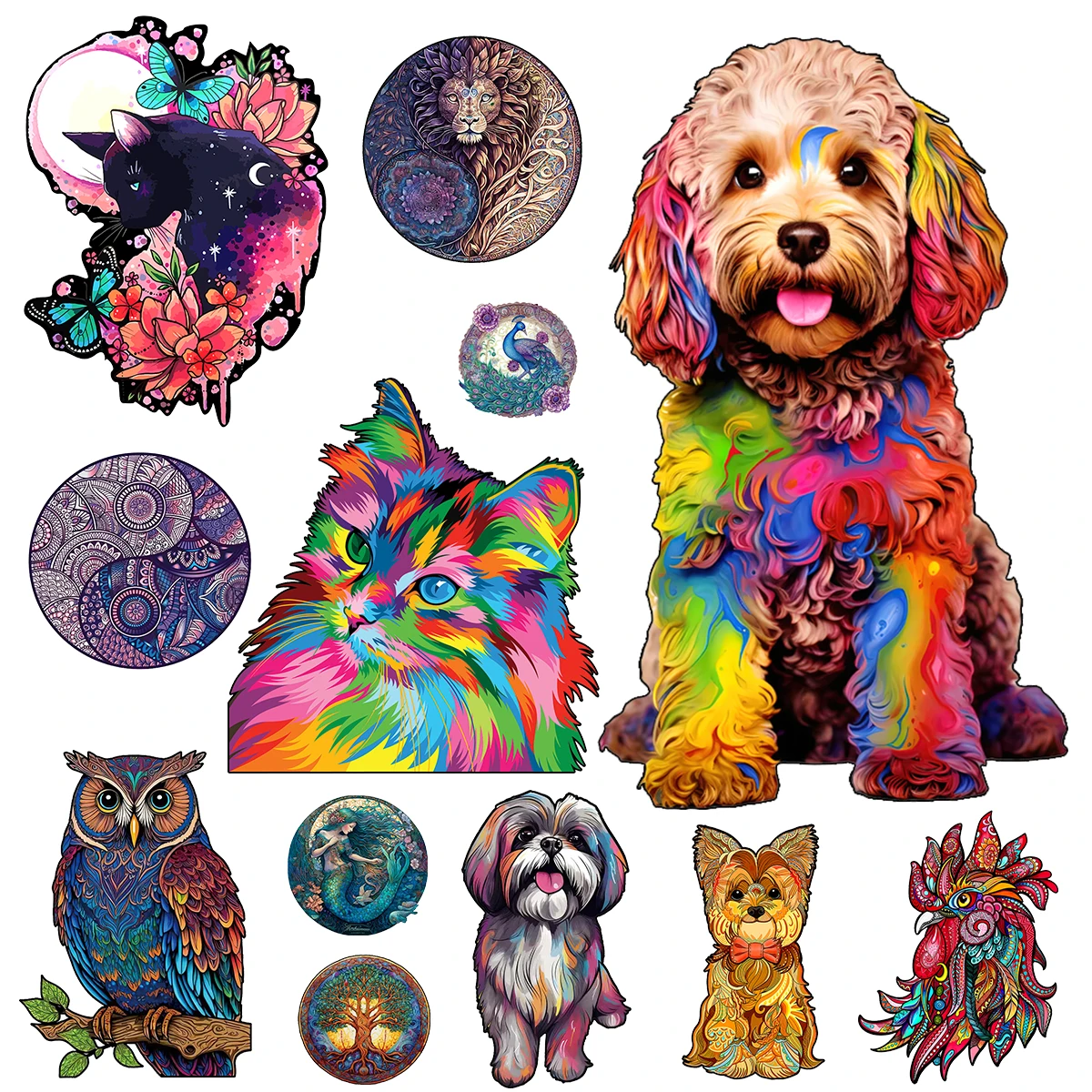 

2023 Unique Color Dog Puzzle Wooden Puzzle With Wooden Box Diy Crafts Animal Wooden Puzzles Interactive Games For Kids And Adult