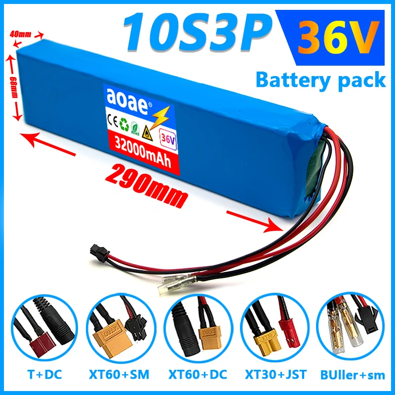 

large 32000mAh 10S3P 36V Battery ebike Battery Pack 18650 Li-ion Batteries For High Power Electric Scooter Motorcycle Scooter