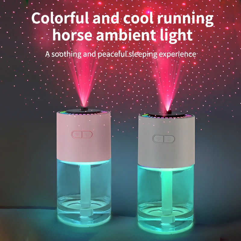 New Projection Starry Sky Top Shakes Head Desktop Portable Humidifier USB Heavy Fog Vehicle New Rotating Aromatherapy Machine