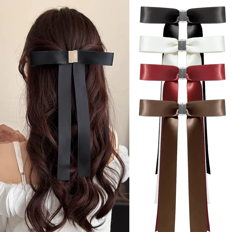 

Korean Bow Magnetic Hair Clip New Fashion Design Long Ribbons Hairpins Detachable Hair Clamp Sweet Hair Accessories For Women