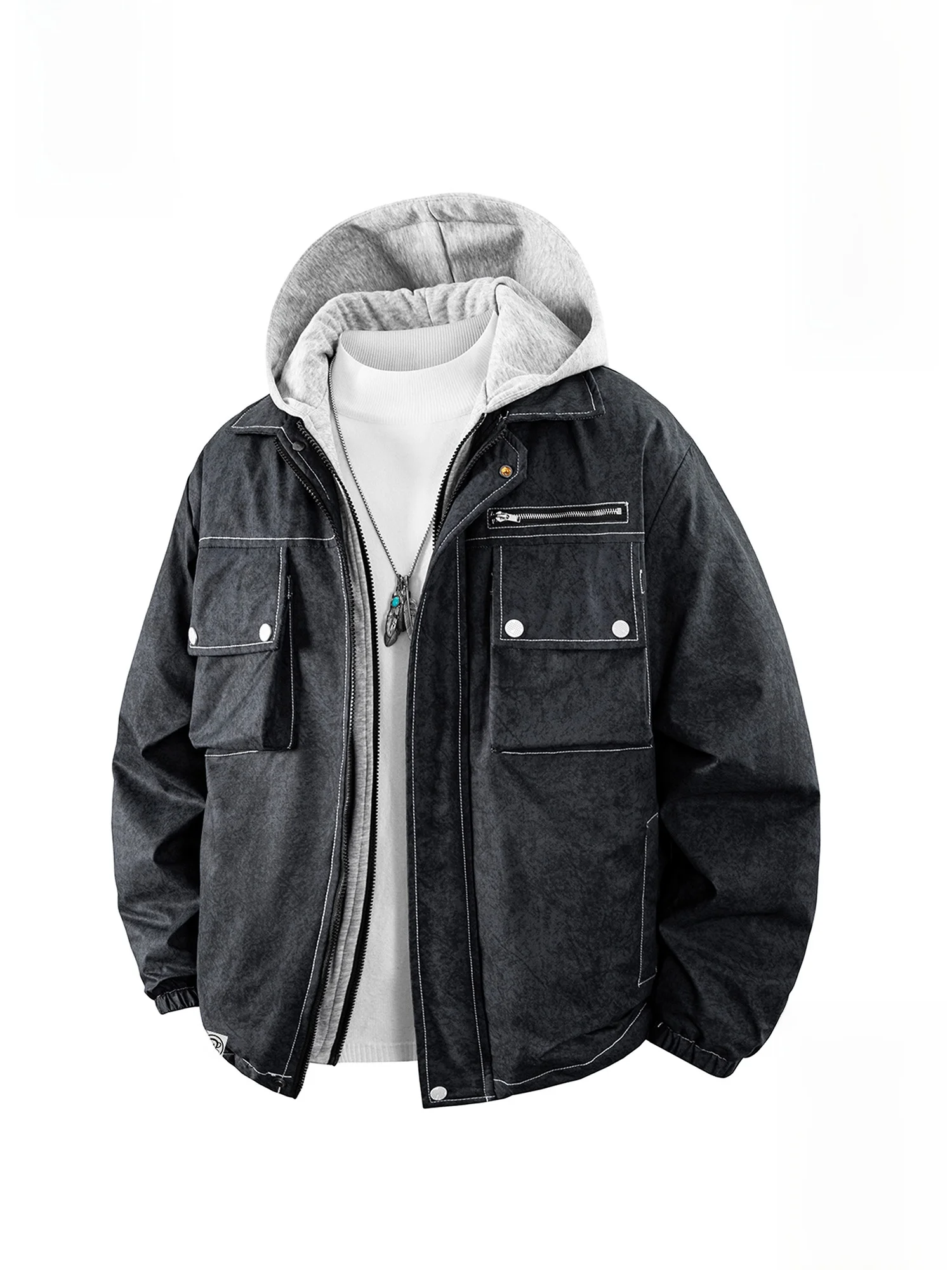 

PaulFrank Thiened Cotton Jaet Men's Winter Coat Casual Workwear Hooded Loose Fit Polyester Fiber Cleanfit Sle Zipper Cl...