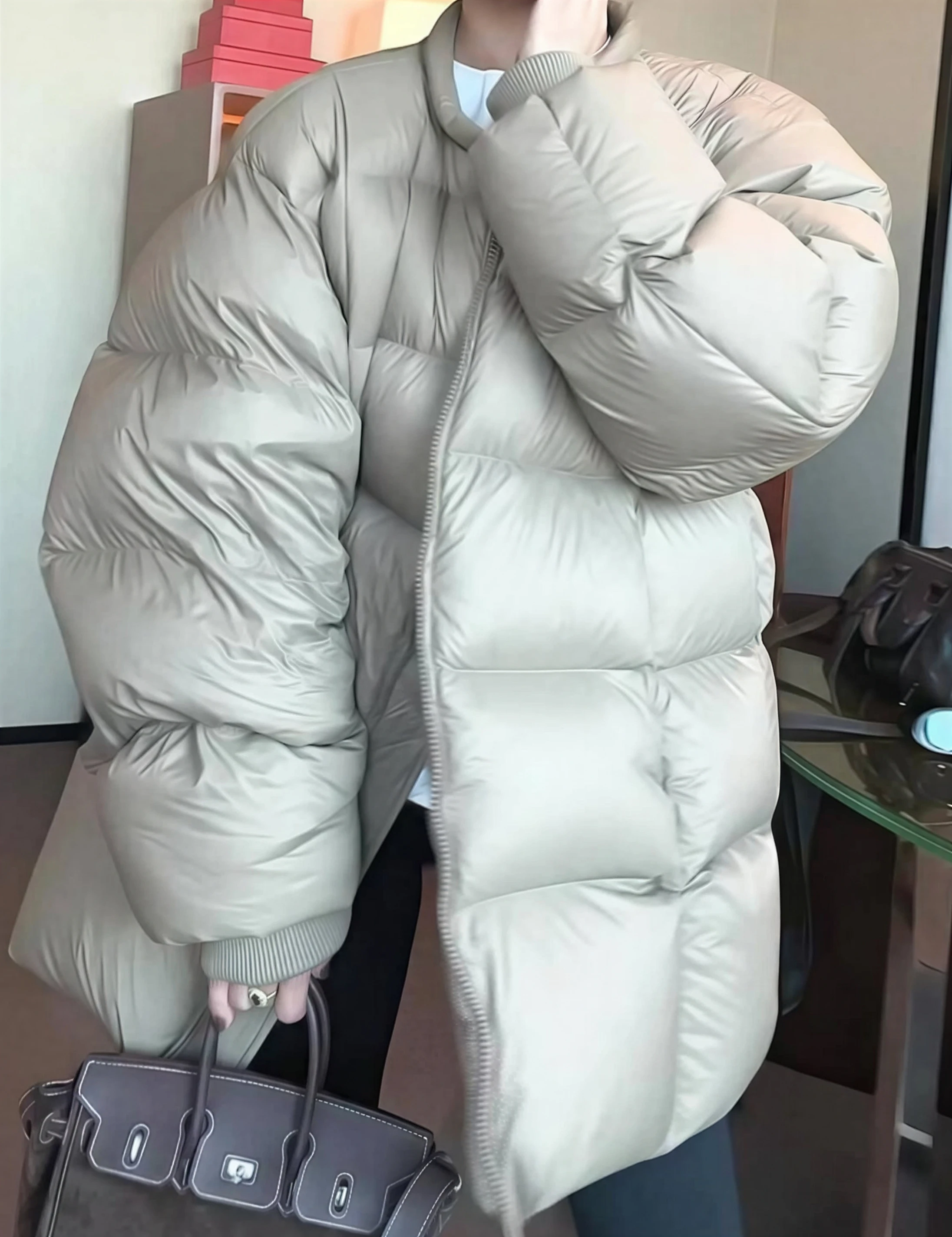 

Parkas Womens Hooded Fall Wool feel Fleece-Lined Single-Breasted Ribbed Plaid Long-Sleeved Buttoned Waist-Cinching Classic Solid