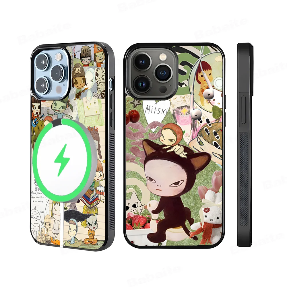 Y-Yoshitomo Girl NaraS Чехол для телефона Магнитный чехол для IPhone 16, 14, 13, 12, 11, 15 Pro Max Plus для Magsafe Wireless Charge Cover