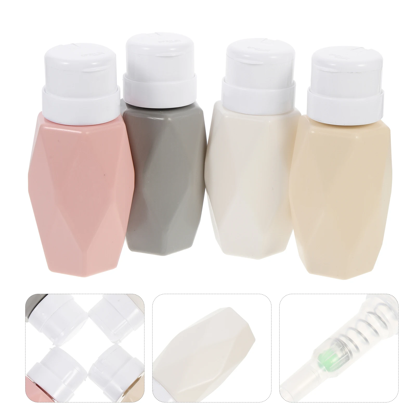 

4 Pcs Squeeze Bottle Empty Bottles for Nail Oil Pump Polish Remover Press Plastic Travel Dispenser Pressing Liquid