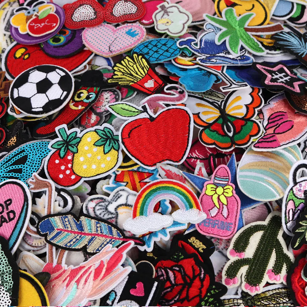 10PCS/Set Mixed Iron on and Sew-On Patches For Clothing Shirt Jacket Embroidered Clothing Patches Stripes Stickers