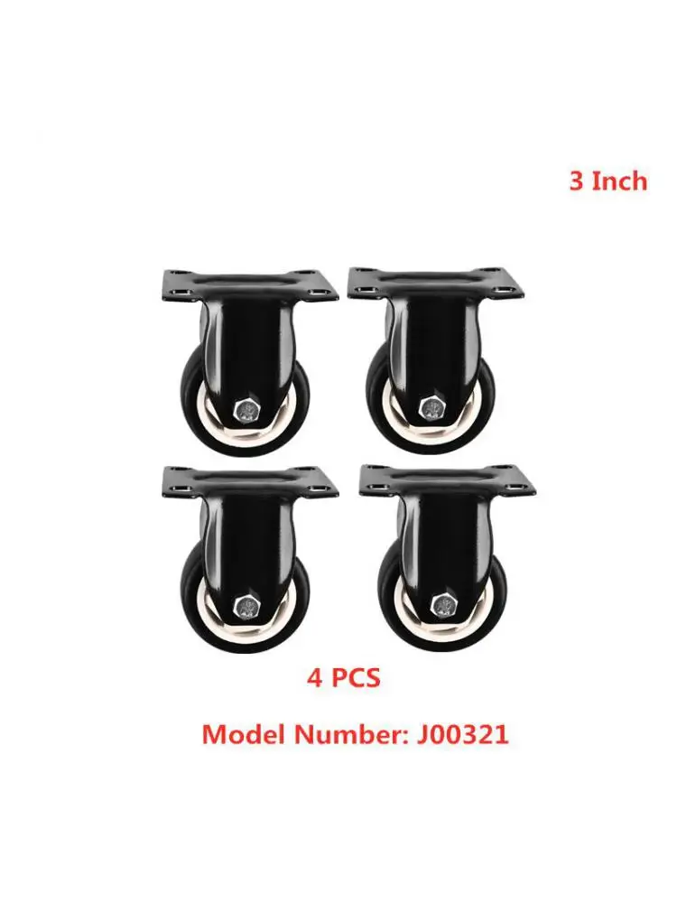 4 Pcs/Lot 3-inch Caster Electrophoresis Gold Diamond Directional , Black Through Flower Fixed Wheel, Height: 10 Cm, Mute Roller