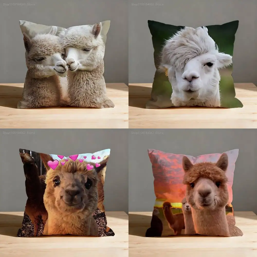 

Cute Alpaca Friends Pillow Case For Sofa Decor Car Office Room Printing Cushion Cover Decorations and Protector