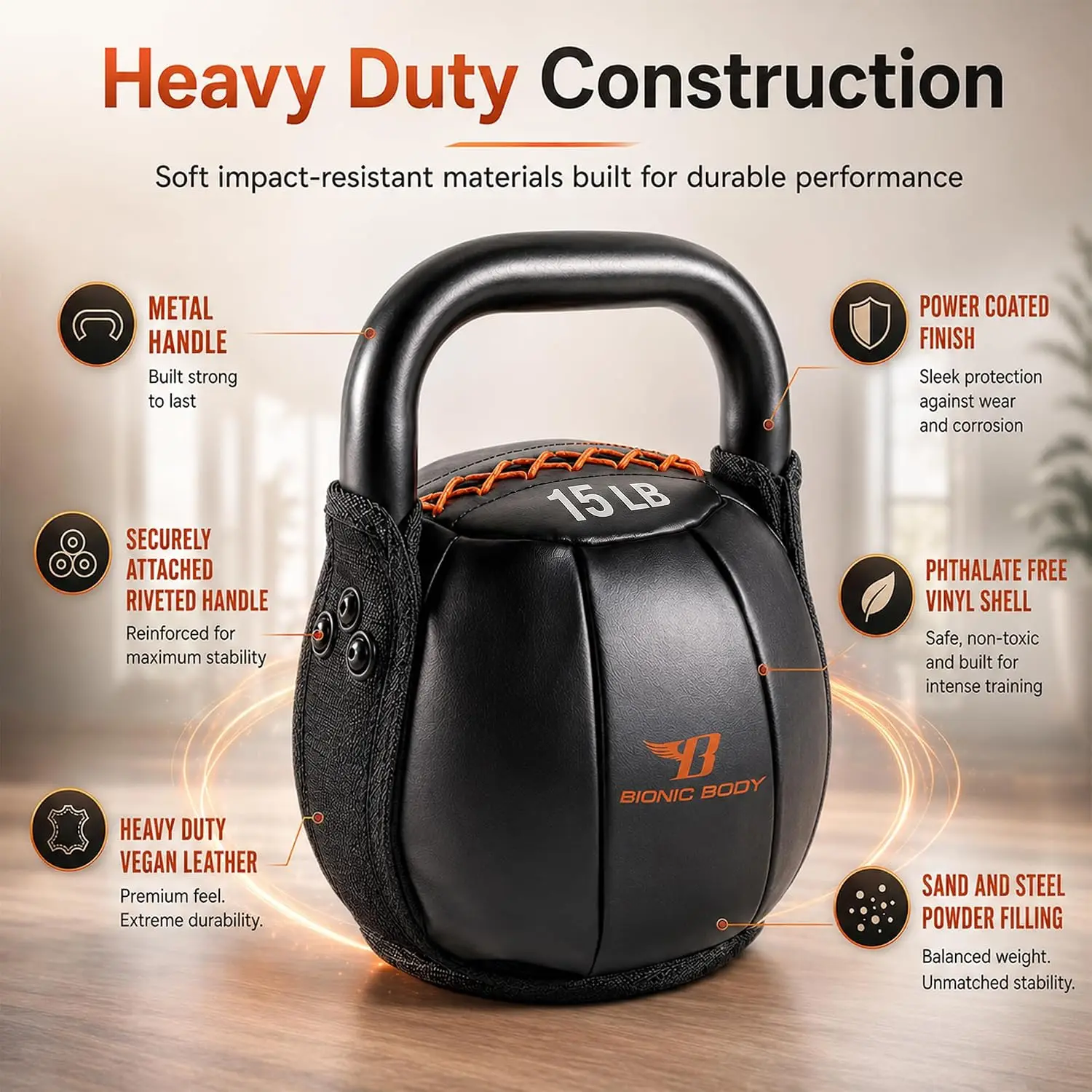 Soft Kettlebell with Handle for Soft Weight Training, Conditioning, Core Workouts and Full-Body Exercise