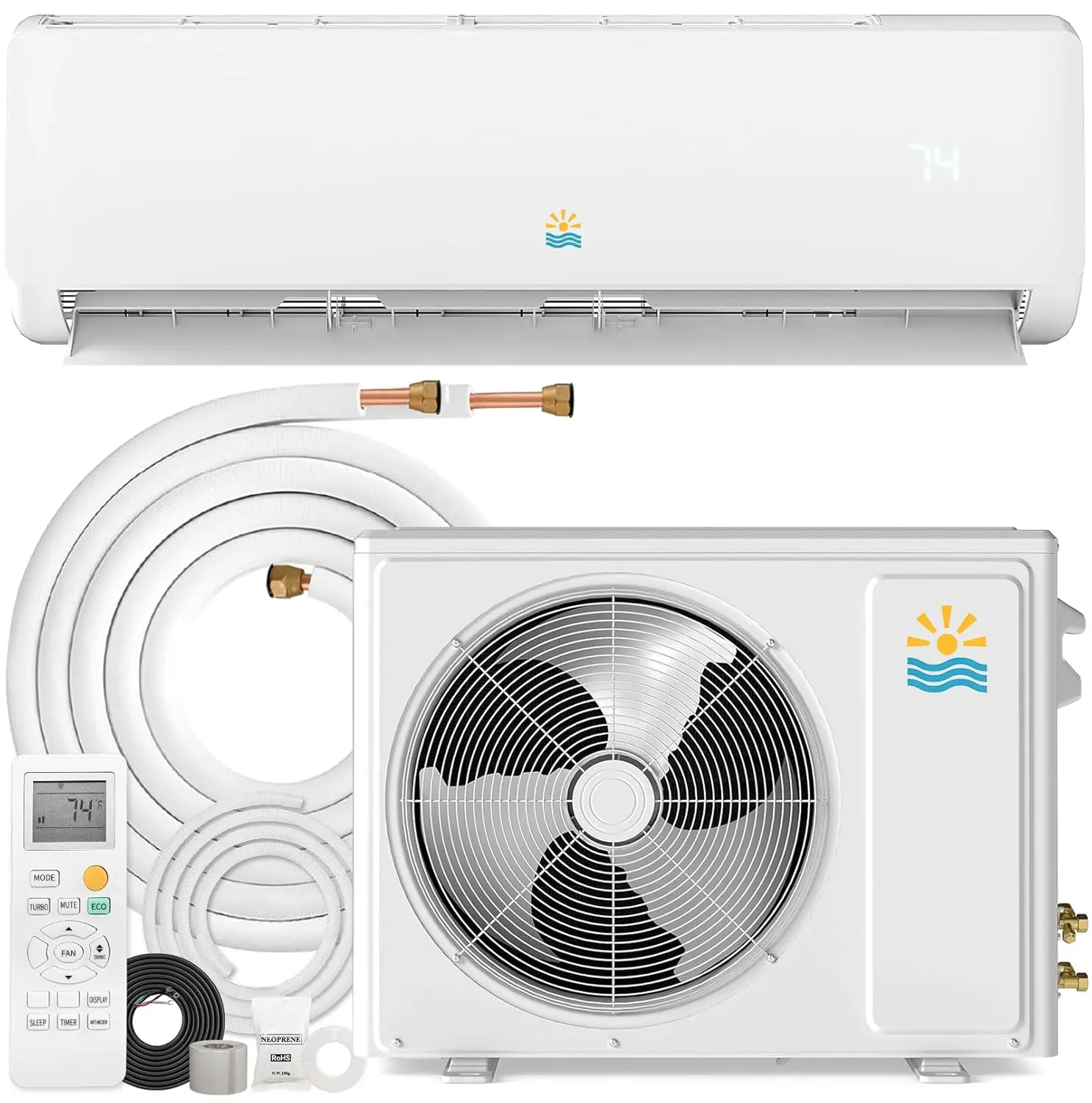 

18000 BTU Mini Split Ac/Heating System, Ductless Inverter Heat Pump System, 19 SEER2 Energy Efficient AC Unit, 230V, Custom