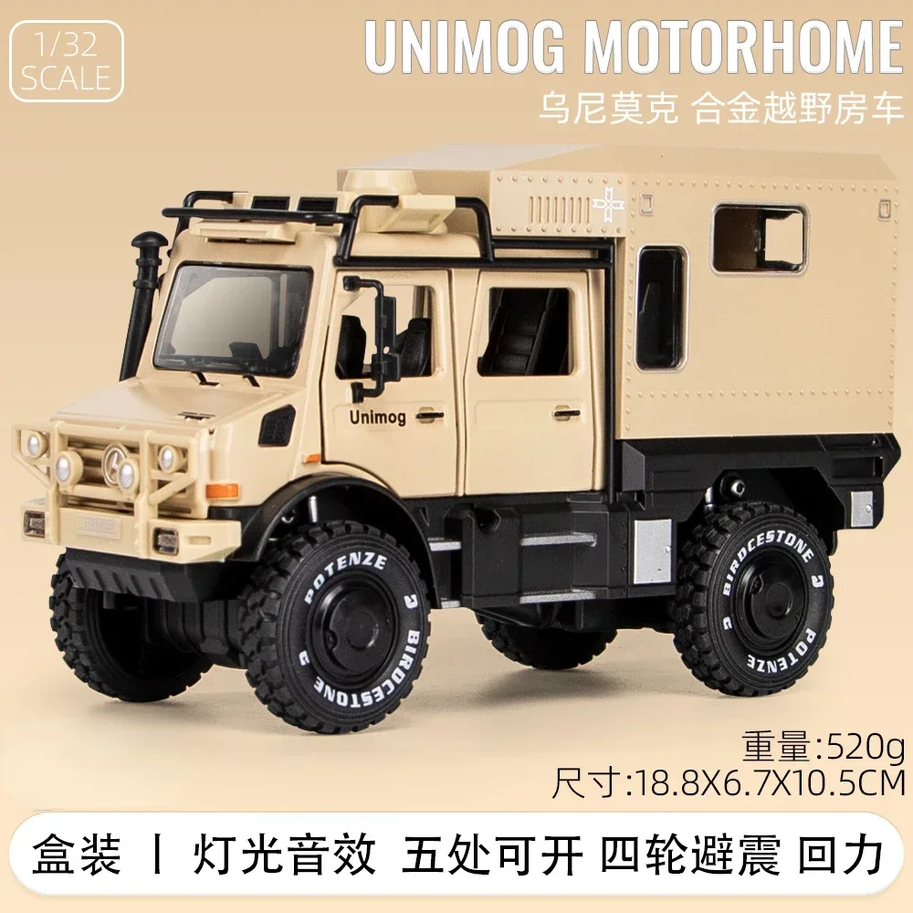1:28 mercedes-benz UNIMOG haute Simulation moulé sous pression en alliage de métal modèle de voiture son lumière retirer Collection enfants jouet cadeaux A313