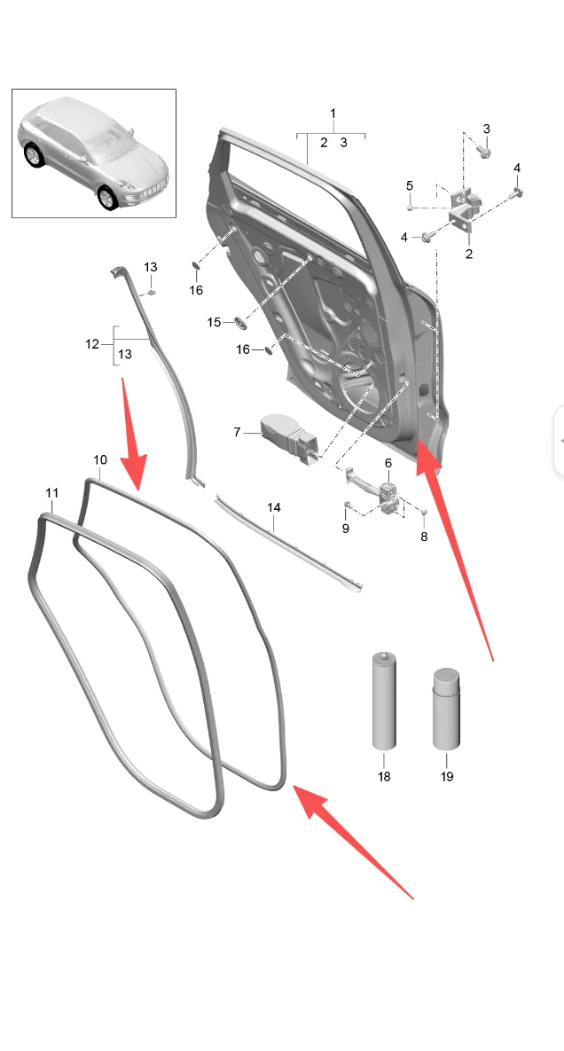 95B839911 Rear Door Weather Strip For PORSCHE MACAN 95B 95B-2 2014-2026