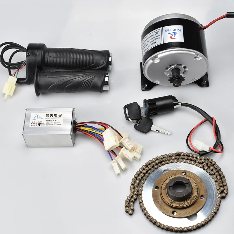 24V 250W DC silnik szczotkowany kontroler zestaw do konwersji roweru na elektryczny, łańcuch Twist przełącznik przepustnicy, silnik elektryczny rower hulajnoga