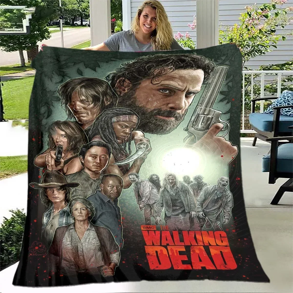 

D Printed The Walking Dead Fleece Blanket Soft Lightweight Throw for Sofa Bed Couch Living Room Warm Tapestry Cover