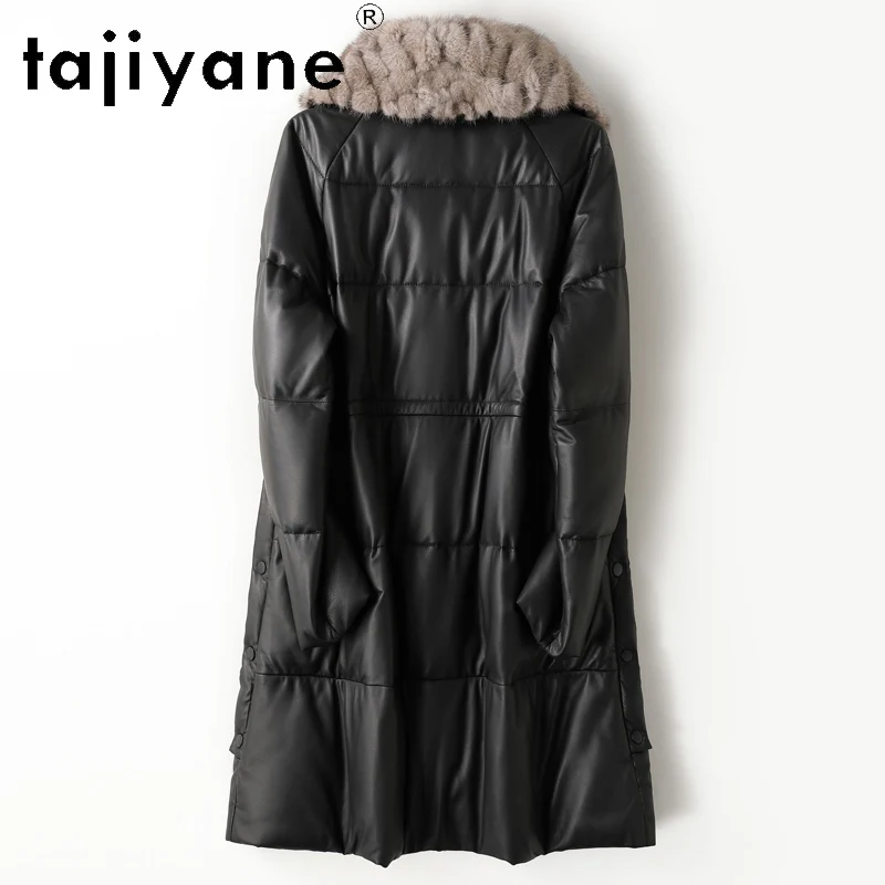 TAJIYANE Piumino d'oca bianco Donna Vera pelle di pecora Giacca in pelle Collo in pelliccia di visone Piumini 2025 Abiti invernali donna 3)