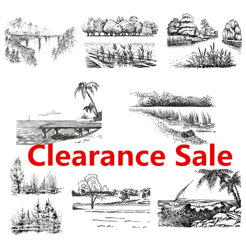 10*15cm Clearance Sale 2022 Card Beach Landscape Wood Tourism Natural Word Clear Stamps Craft NO Matal Cutting Dies Scrapbooking