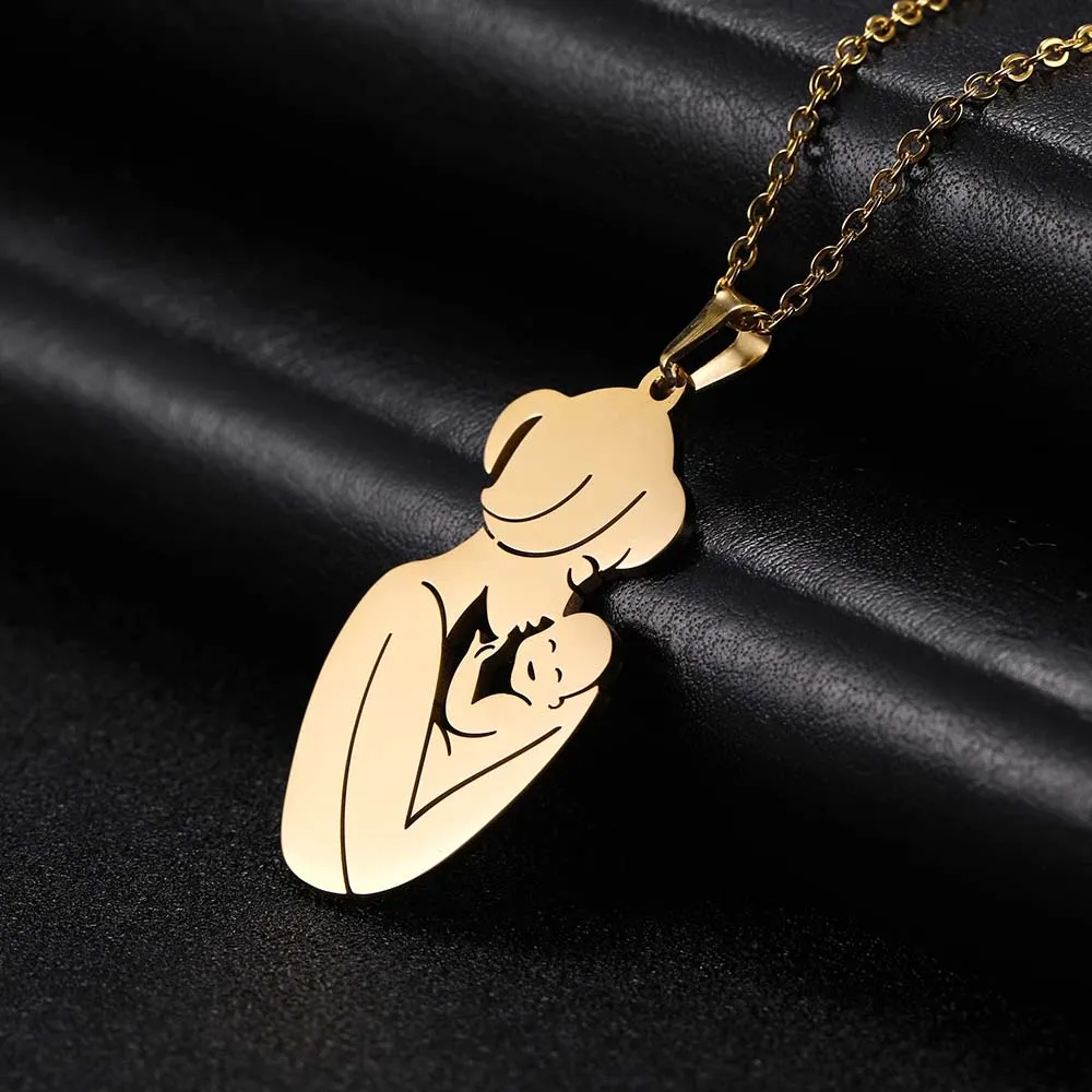 Father Necklace Mother Day Baby Child Family Love Chain Mom Dad Kid Child Gift For Women Men Stainless Steel Pendant Jewelry