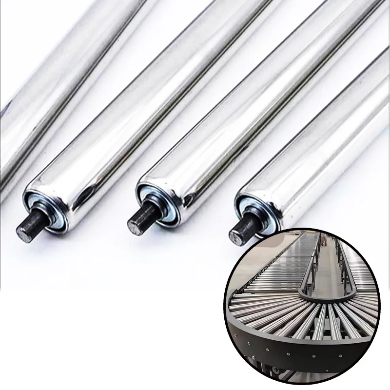 Stainless Steel 25mm Diameter Unpowered Roller, Conveyor Idler for Assembly Line, Length: 100,200,250,300,350,400,450,500 mm