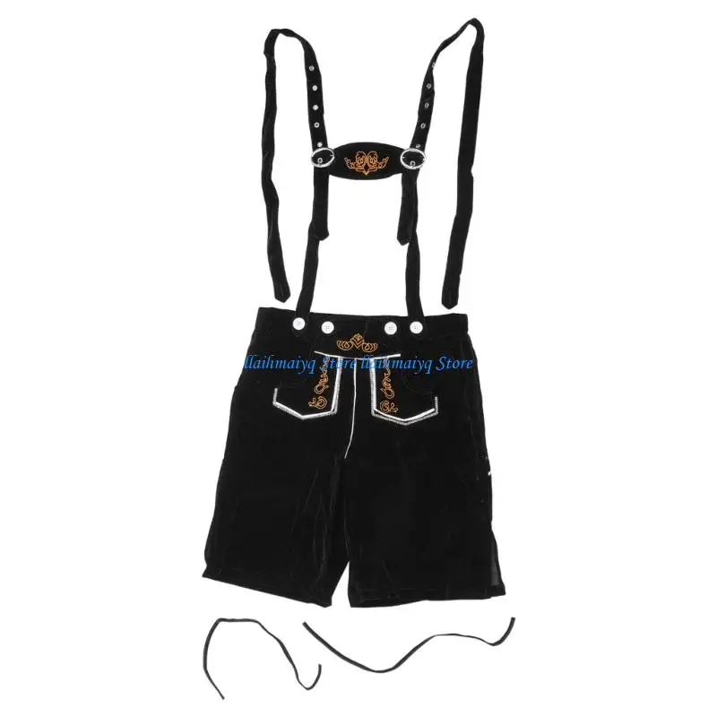 

573B German Oktoberfest Suspenders Shorts For Women Men Practical Polyester Party Festival Adjustable Suspender