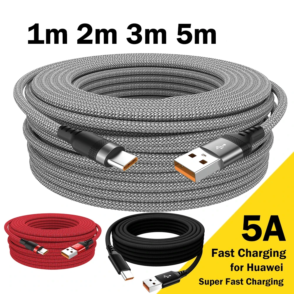 

1m/1.5m/2m/3m/5m/8m Type-C Fully Compatible USB Interface 6A Extra Long Fast Charging Data Cable for Samsung Millet Huawei