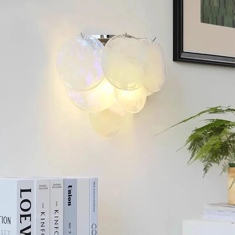 Modern Glass Wall Sconce Artistic Handmade Blown Glass Light for Bedroom Living Room Hallway