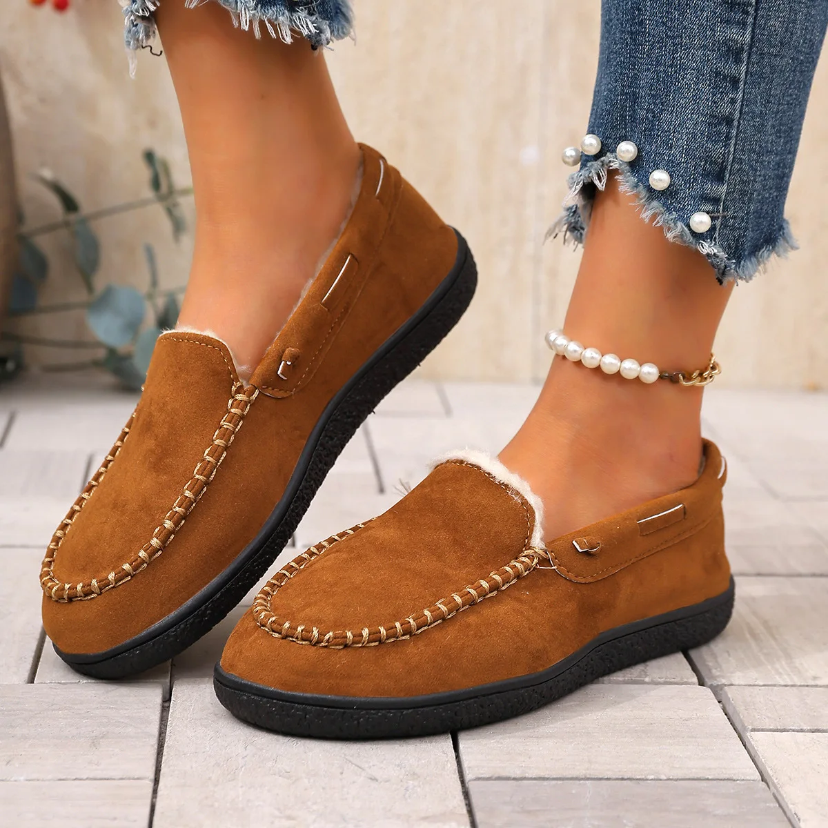 

Women Flats Cotton shoes Trend Elegant Fashion Office Shoes Ladies Autumn High Quality Comfort Sneakers Round Toe Snow boots