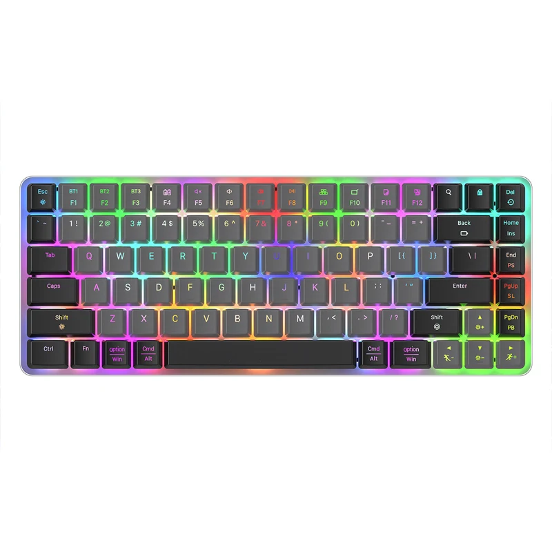 Wireless Bluetooth Tri-Mode 84-Key Low-Spindle Mechanical Keyboard RGB Luminous Red Axis Gaming Keyboard