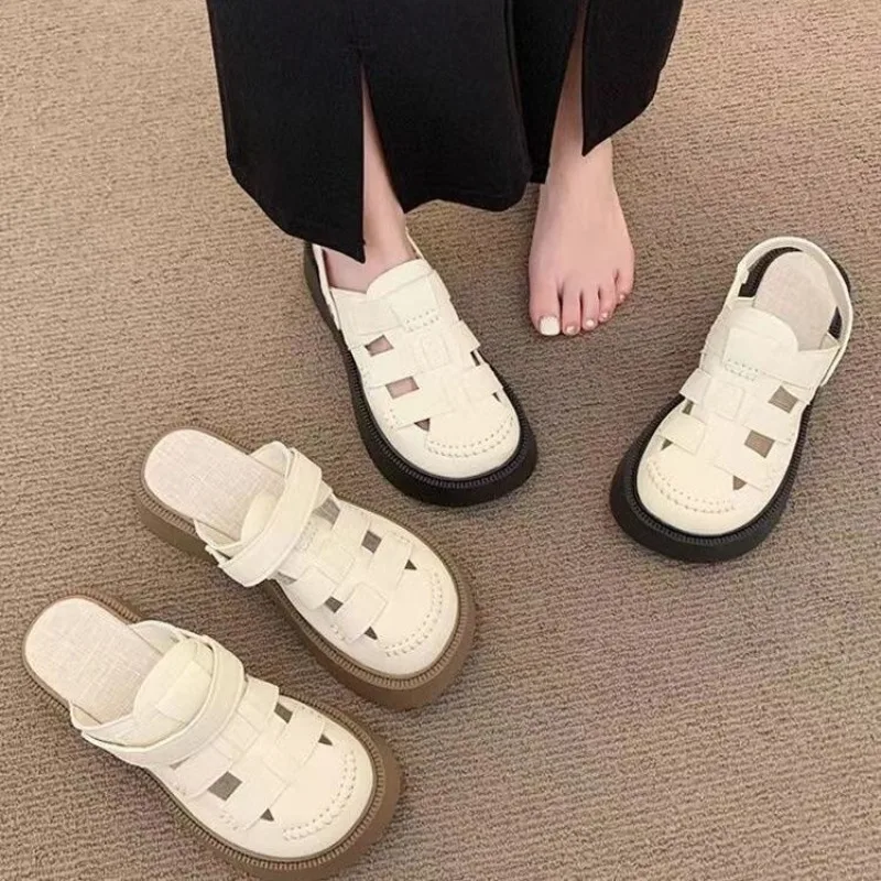 

Summer Women's Platform Mules,Comfortable Chunky Sole Slip-on Slides,Breathable Cut-Out Casual Beach Slippers Women's Sandals