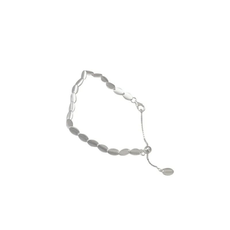 

925 Sterling Silver Geometric Chic Matte Oval Bean Scales Bracelet for Women Fine Jewelry Minimalist Accessories Wholesale
