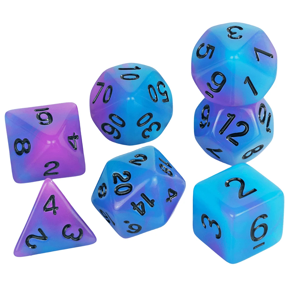 Dados digitales RPG de alta calidad que brillan en la oscuridad para juegos de rol de mesa, 7 unidades por juego