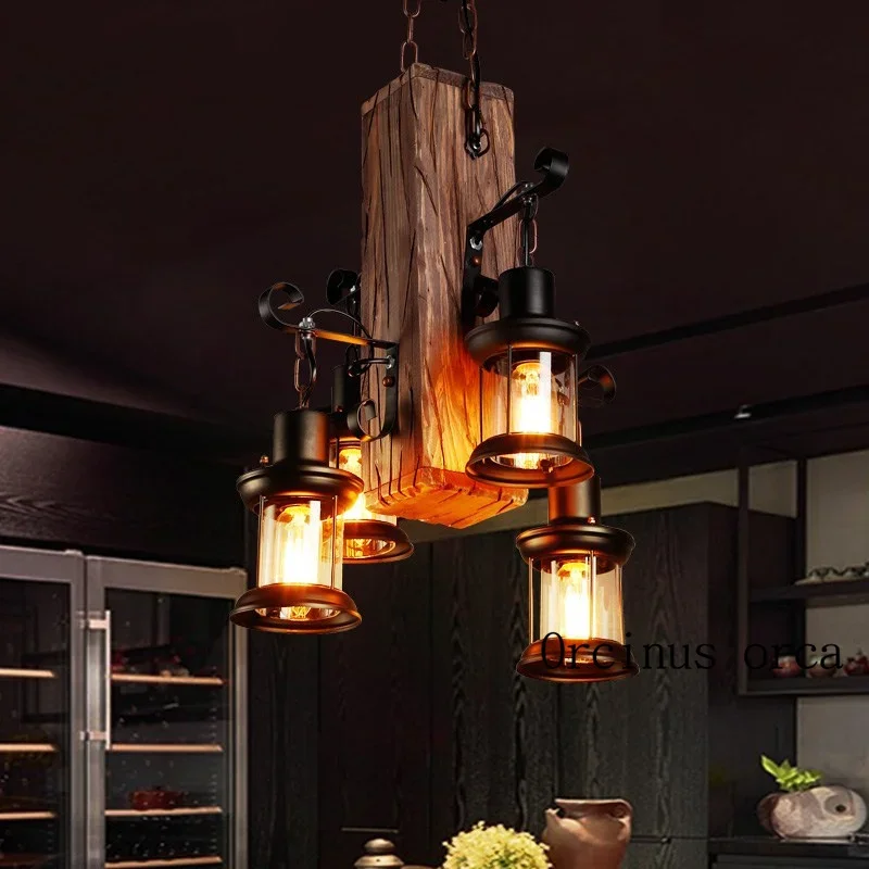 One industrial wind bar creative personality retro Restaurant Bar clothing store wood lamps