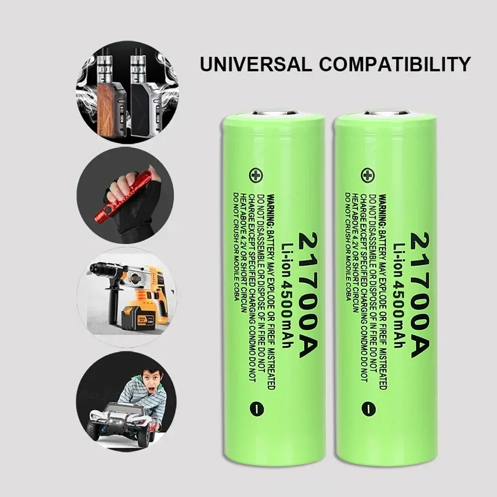 4.2V 21700 Rechargeable Battery 4500mAh Power Batteries 3C Discharge 21700 HD Cell Lithium Battery with a T6 LED Flashlight