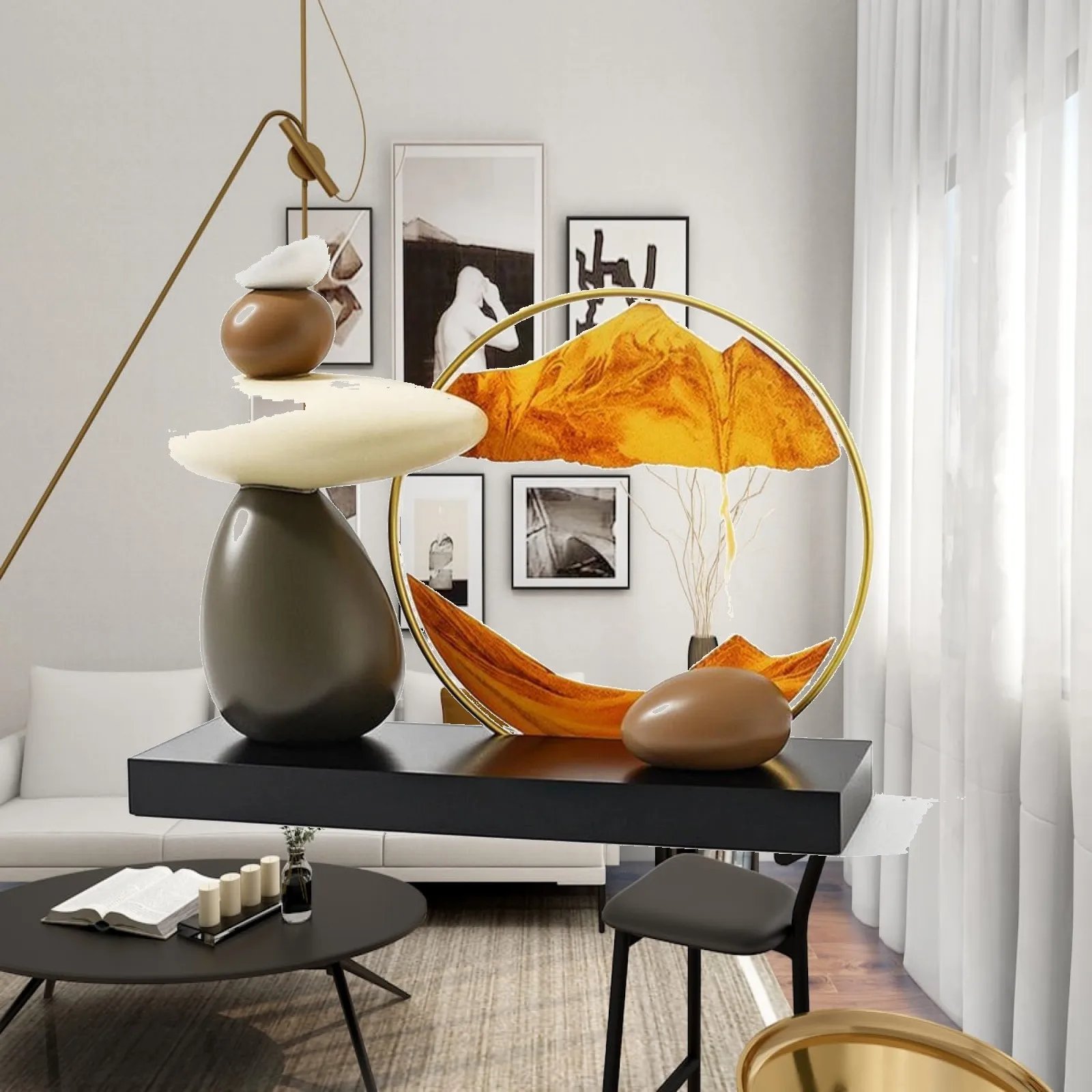 Moving Sand Art Lamp Ambient Sand Art Lamp Modern Calming for Living Room, Office