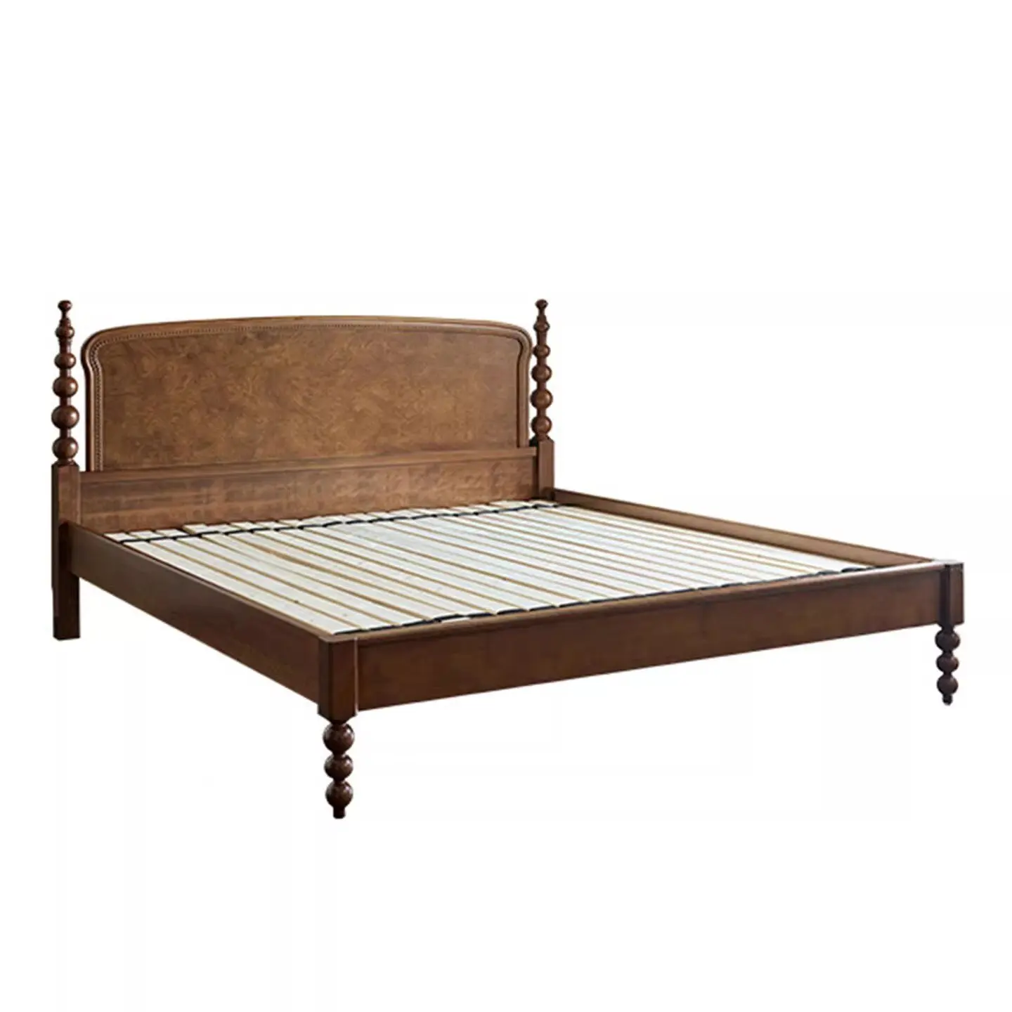 

Solid wood double bed, master bedroom 1.5 1.8 meters bed, solid wood backrest wedding bed