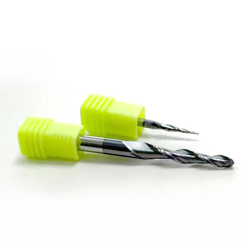 1pcs 2F HRC55 Tapered Cone Tungsten Solid Carbide Coated End Mill - D3.175-D12 Tapered Ball Nose CNC Milling Cutter