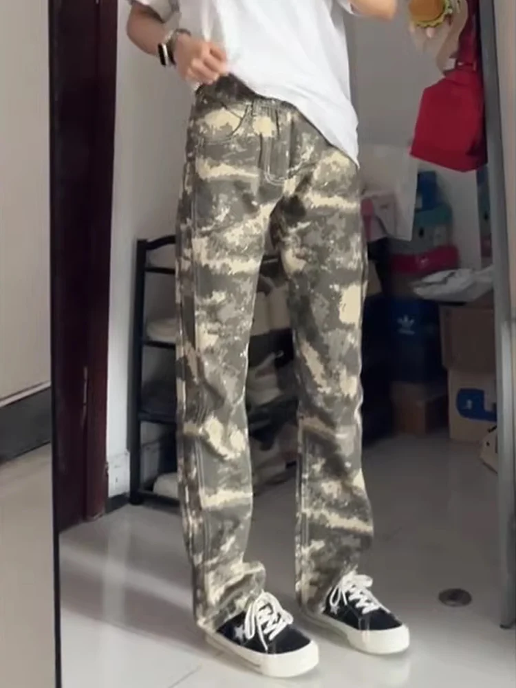 

Retro Desert Camouflage Workwear Jeans Men's American Vibe Trendy Straight Leg Slimming Micro Flared Pants Youth Faion