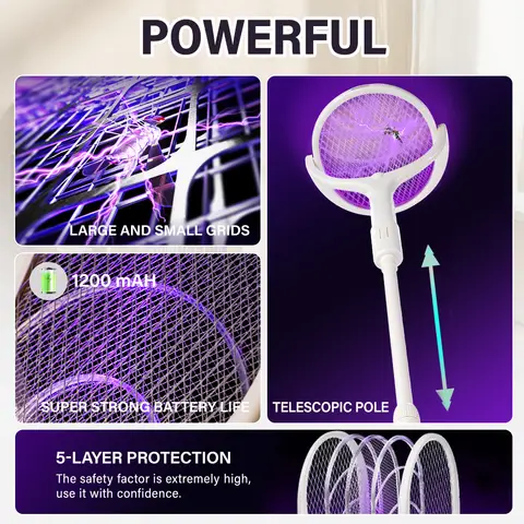 3500V 5in1 Muggen Killer Lamp Multicunctionele Hoek Verstelbare Bug Zapper Elektrische USB Oplaadbare Mosquito Fly Bat Swatter