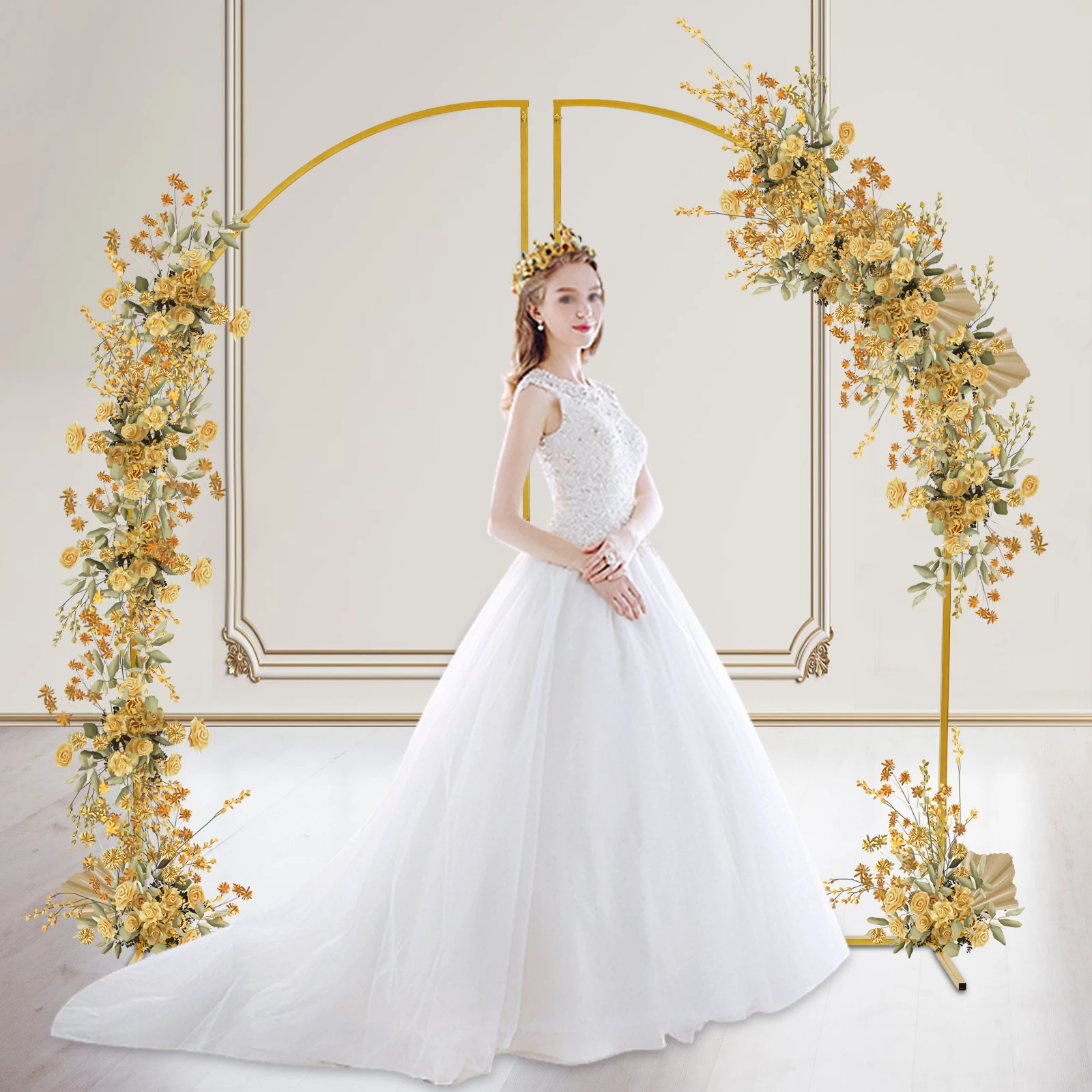 

2 шт. Золотая подставка для свадебной арки, украшение для фотофона, металлическая подставка для арки из углеродистой стали, необычная декоративная арочная рамка
