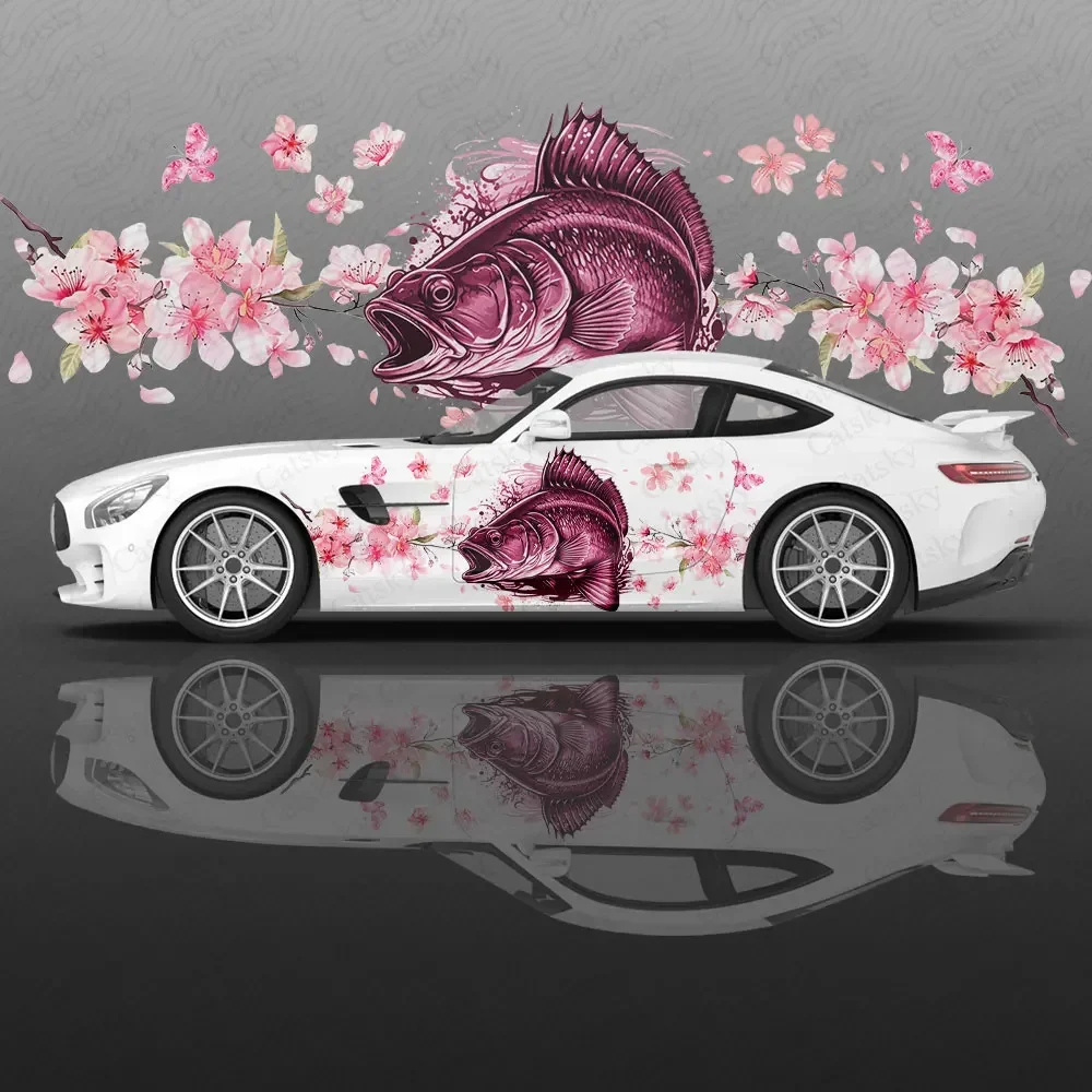 

Sakura and Fish Car Body Sticker Anime Itasha Vinyl Car Side Decal Sticker Car Decor Sticker Cars Protective Film