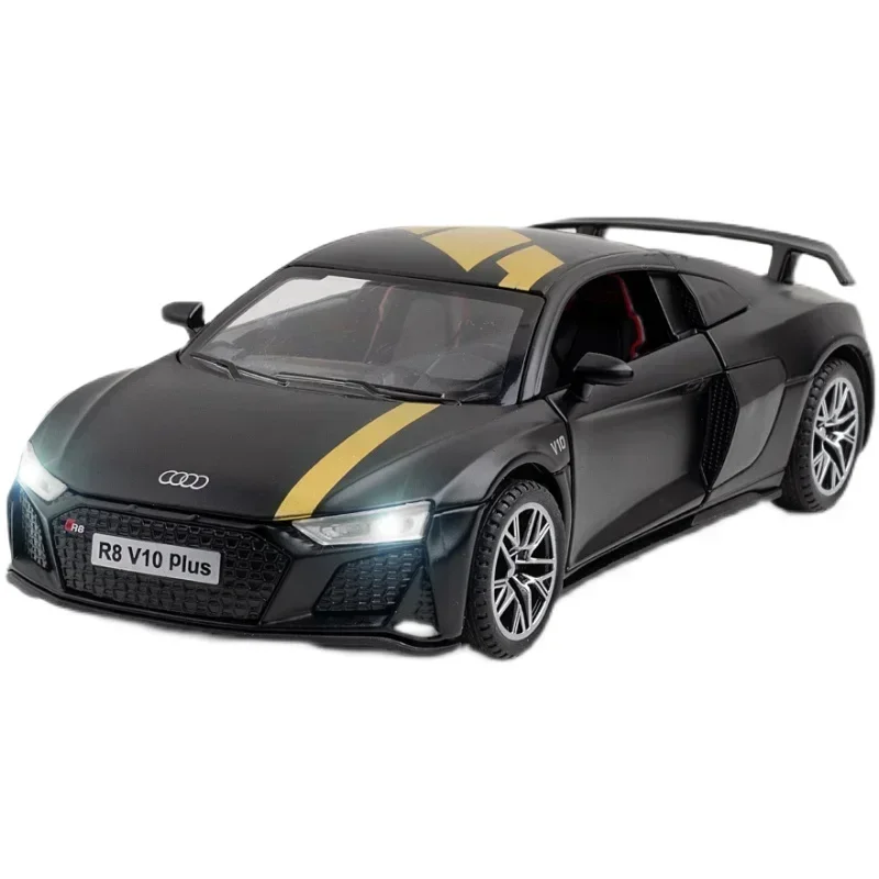 1:32 audi r8 v10 plus supercar legierung auto modell druckguss metall spielzeug fahrzeug sound und licht zurückziehen simitation sammlung geschenke