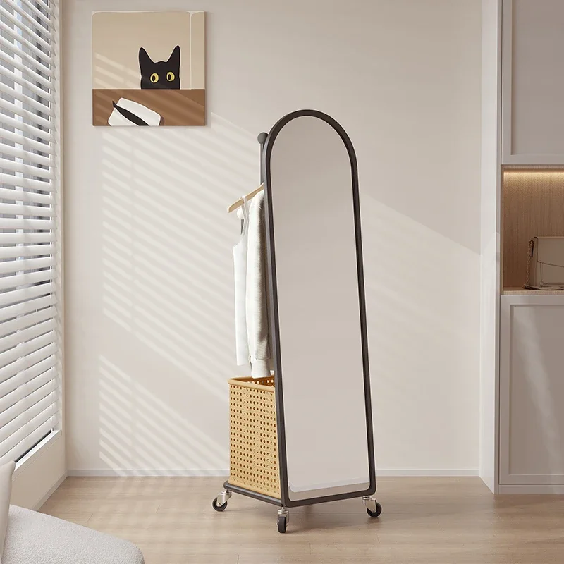 Floor-to-ceiling fitting mirror Full-body dressing mirror Coat rack Integrated hanging hanger Removable bedroom mirror