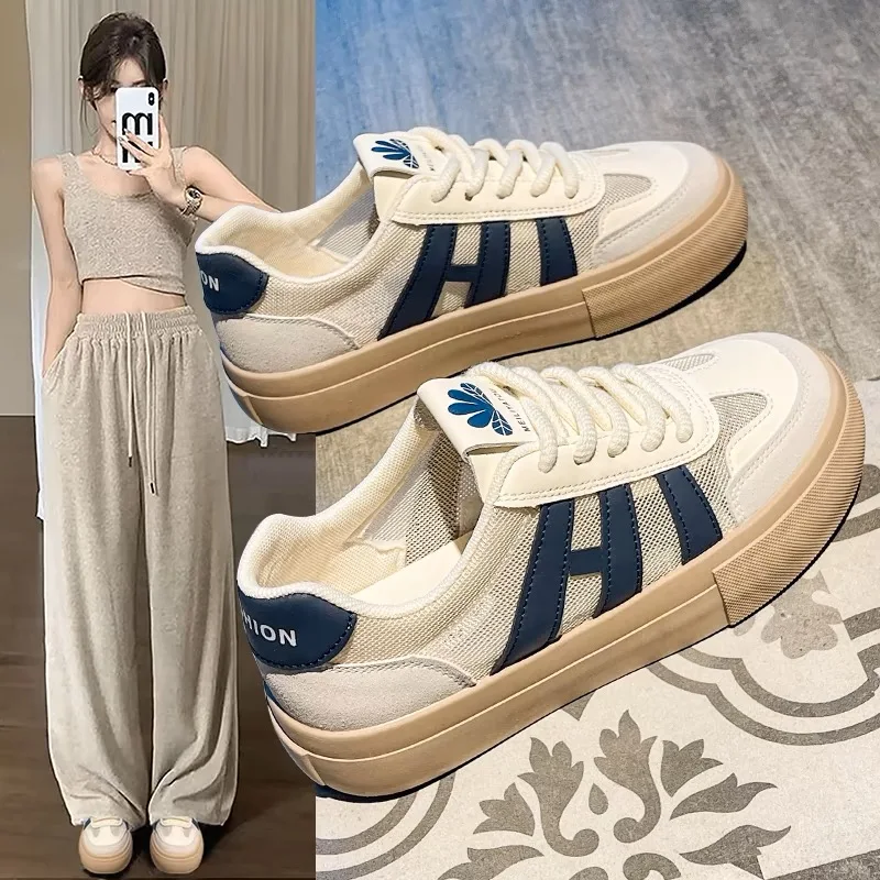 Thick-soled Casual Shoes for Women 2024 Spring and Autumn New Nmesh All-match Breathe Sneakers Comfortable Women Shoes D116